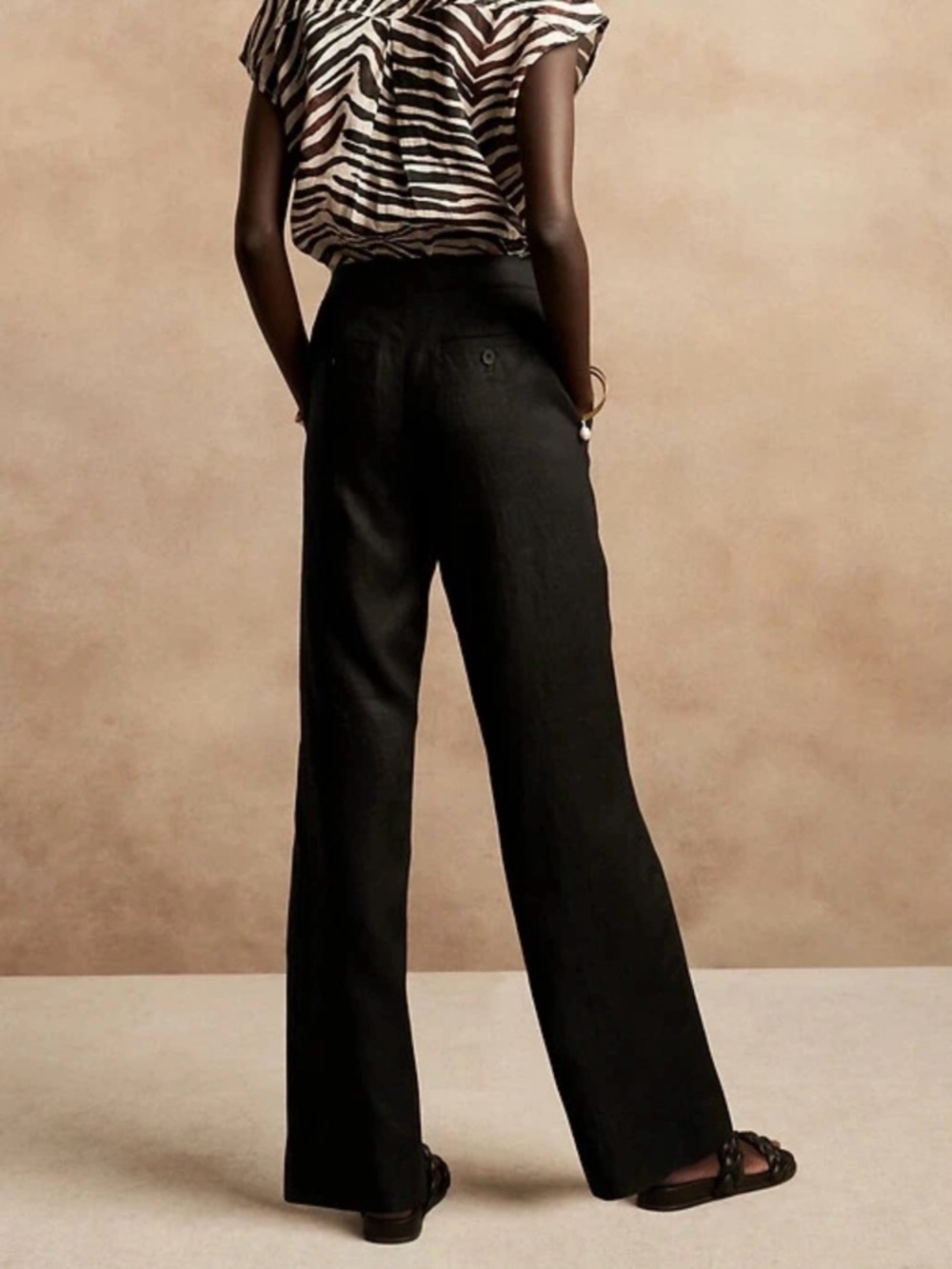 Banana Republic Women's High Rise Pleated Linen Pants Size 18 Black NWT - Picture 2 of 15